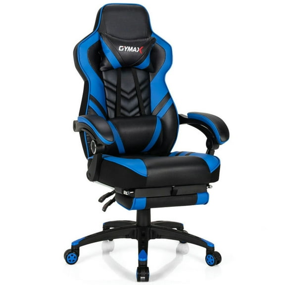 Resenkos Gaming Chair Computer Chair Office Chair, Adjustable Gaming Chair with Footrest for Home Office-Blue