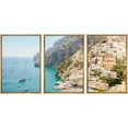 thumbnail image 1 of PixonSign Framed Canvas Print Wall Art Set Italian Sea Shore Beach Cityscape Urban Architecture Photography Realism Scenic Landscape Decorative Colorful Multicolor for Bedroom - 16"x24"x3 Natural, 1 of 5