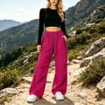 thumbnail image 5 of Hurxie Womens Waterproof Pants Rain Pants Quick-Dry Baggy Cargo Hiking Pants | with Zipper Large Pockets Outdoor Travel Pants Hot Pink,S, 5 of 6