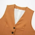 thumbnail image 4 of Womens Linen Blazer Vest Dressy Casual Crop Suit Vest Sleeveless Trendy Waistcoat Tops Business Work Office Clothes Orange, XS, 4 of 7