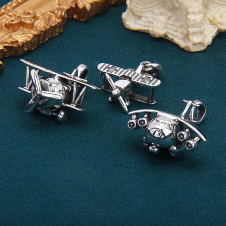 S925 Sterling Silver Small Aircraft Pendant Male And Female Personality Accessories Propeller Wheel Rotatable Tide