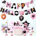 thumbnail image 3 of Pink Halloween theme party decoration skull balloon pumpkin banner pull flag cake card set, 3 of 5