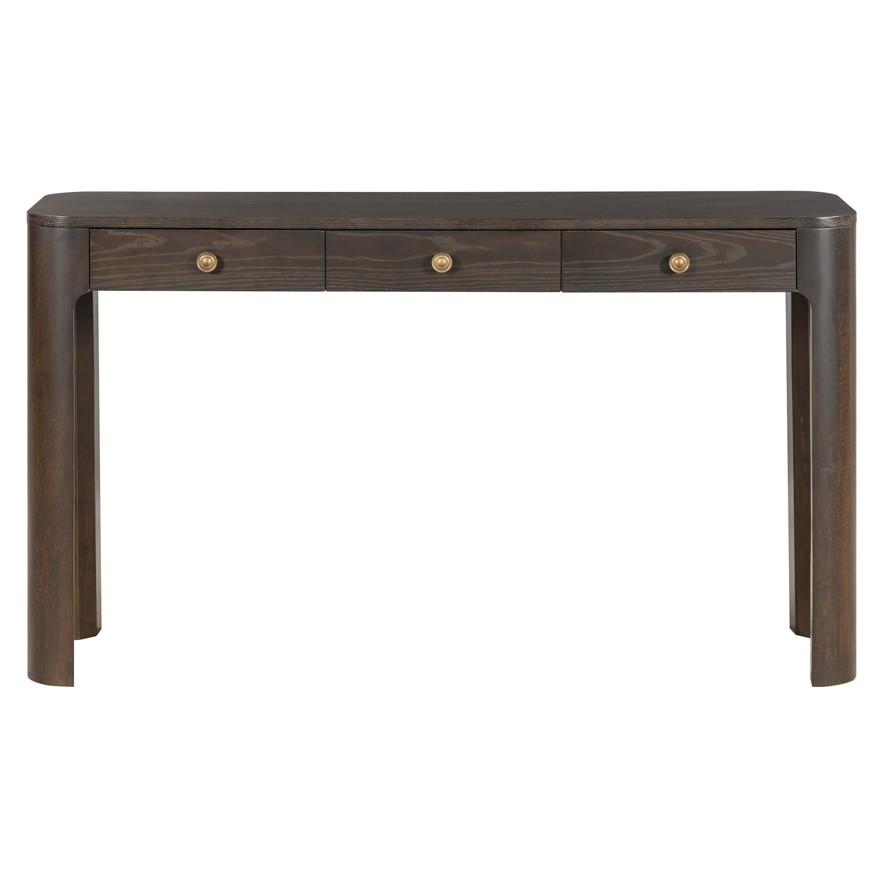 52'' Rustic Curved Console Table, Entryway Table with 3 Concealed Drawers, Sturdy Sofa Table with Thick Legs for Hallway & Living Room, Espresso