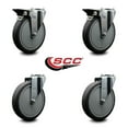thumbnail image 2 of 6 Inch Thermo Rubber Wheel Swivel Bolt Hole Caster Set with 2 Posi Lock Brakes, 2 of 2