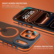 iPhone 17 Pro Max Case 6.9 - DOMAVER Magnetic Case Compatible with Mag-Safe | Translucent Matte Finish | Shockproof & Anti-Scratch Protection | for iPhone 17 Pro Max Case - Black/Orange