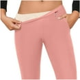thumbnail image 4 of Women Thermal Leggings Sherpa Fleece Lined Stretch Warm Bell Bottom Flared Long Pants High Waist Winter Jeggings (L, Pink), 4 of 7