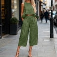 thumbnail image 2 of mihongmao Elegant Outfits for Ladies 2026 Holiday Party Sets Fahion Women's 2 Piece Sleeveless Crop Tops Cropped Pants Set Solid Army Green L, 2 of 5