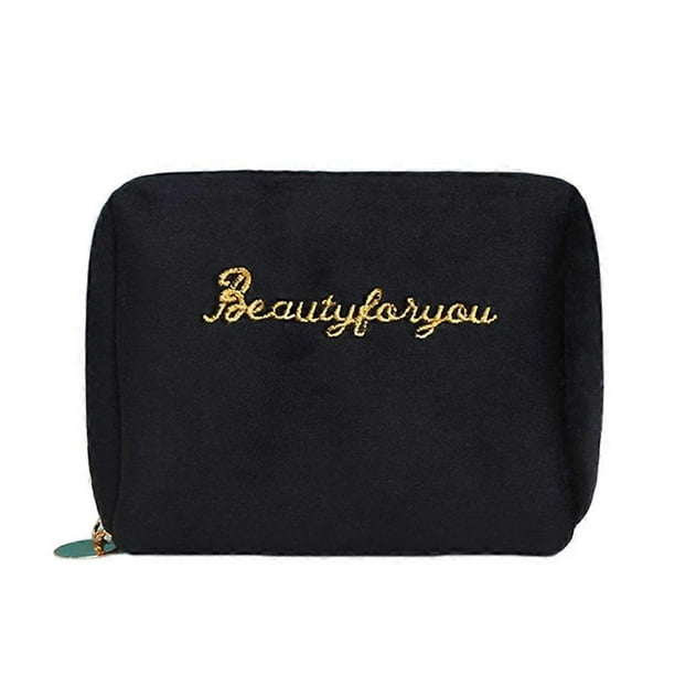 Flannelette Cosmetic Bag for Women Stylish Embroidered Travel Makeup Bag Portable Handbag