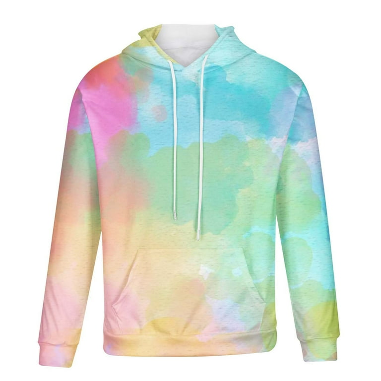 Tie-dye Hoodie Sweatshirt for Men Graphic Print Big Pocket