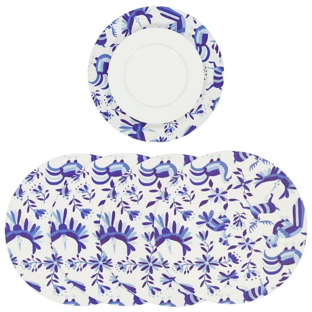 Manteles Individuales para Mesa, 4 Piezas Tapete Redondo de Plastificado Rigido, Resistente Anti Manchas e Impermeable, Medida 39cm Diam