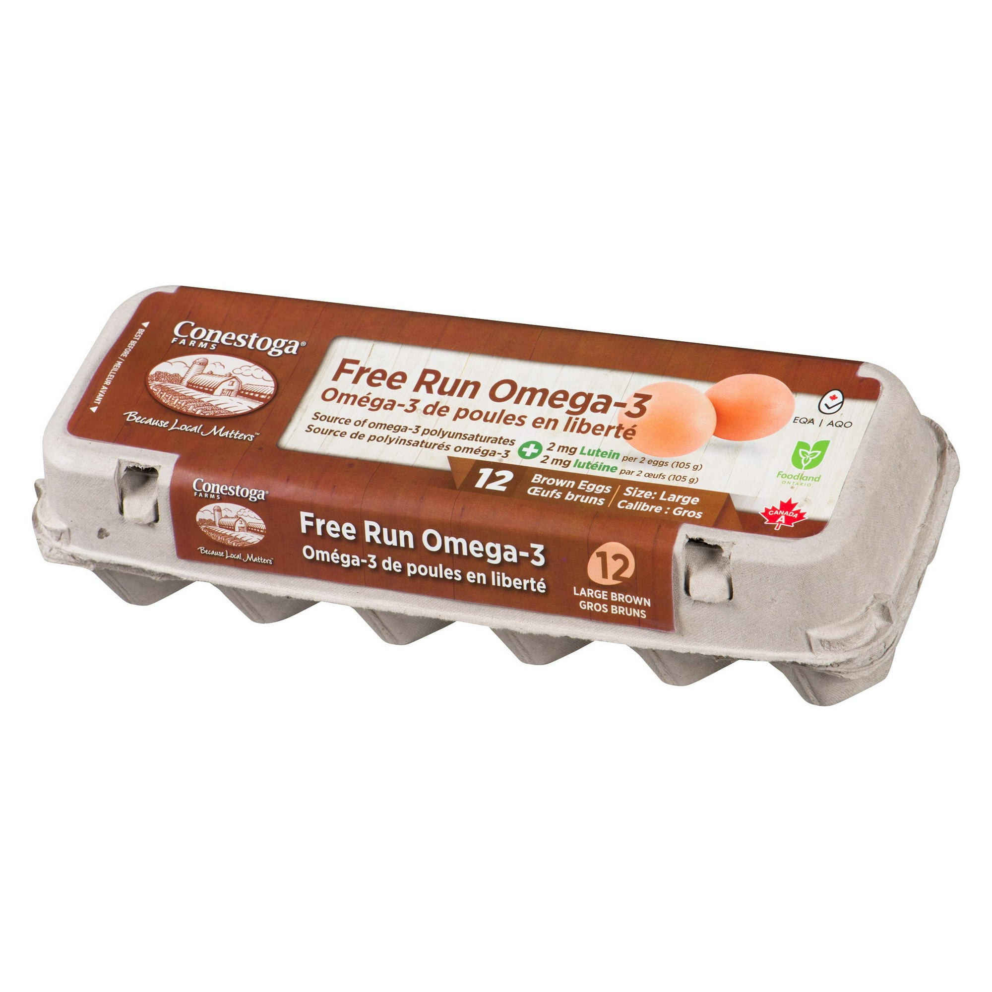 Conestoga Farms Free Run Omega 3 Large Brown Eggs 12 Count Walmart