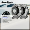 thumbnail image 3 of AutoShack Front Vented & Rear Solid Drilled & Slotted E-Coated Brake Rotors + Premium Ceramic Pads 12-PC Brake Kit Replacement for 2015-2016 Volkswagen GTI 2018-2021 Volkswagen GTI ShadowGuard, 3 of 5