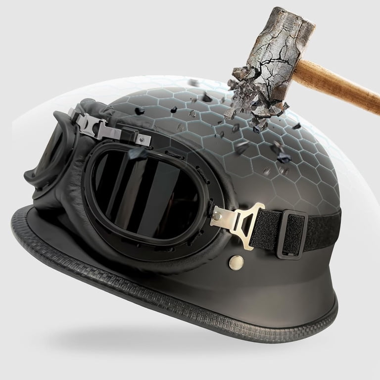 german-style half shell motorcycle helmets Mayan Style Helmet - Lightweight German Style DOT Approved Helmet profile design eliminates the bulky mushroom head look Chrome Silver Plating Style Motorcycle