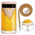 thumbnail image 6 of Slim Fit Case for Google Pixel 6a, Luxury Pattern Adjustable Crossbody Lanyard Shoulder Neck Strap Clear Design Case for Women Girl Teen Silicone Soft for Google Pixel 6a, Draft Beer, 6 of 7