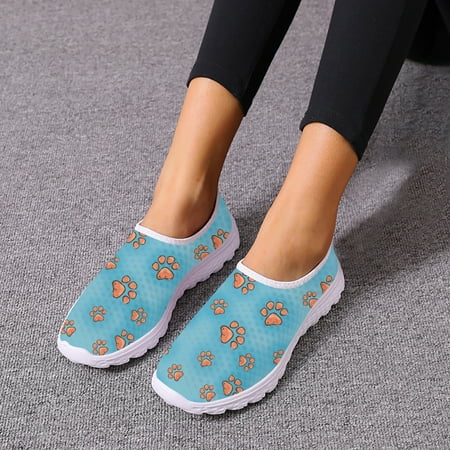 

Fashion Dog Paw Footprint Print Women Flat Shoes Lightweight Slip-on Mesh Sneakers Comfort Loafers Zapatos mujer