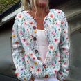 thumbnail image 2 of LEKODE Cropped Cardigan Long Sleeve V Neck Button Down Hollow Out Floral Crochet Cover Up Going Out Outerwear A White XL, 2 of 5