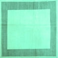thumbnail image 1 of Ahgly Company Machine Washable Indoor Square Solid Turquoise Blue Modern Area Rugs, 4' Square, 1 of 4