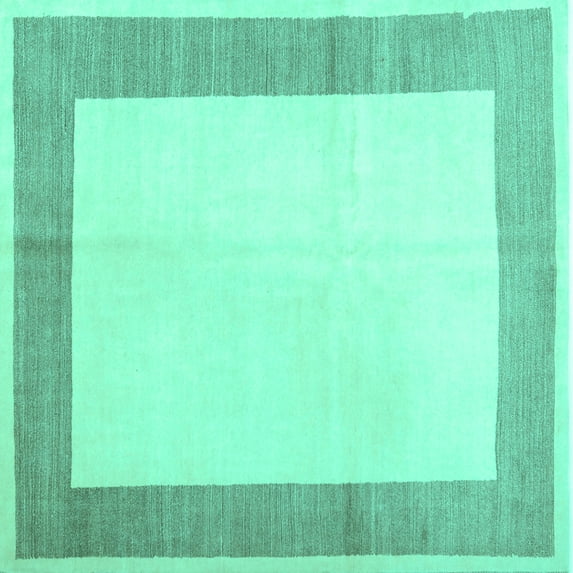 Ahgly Company Machine Washable Indoor Square Solid Turquoise Blue Modern Area Rugs, 6' Square