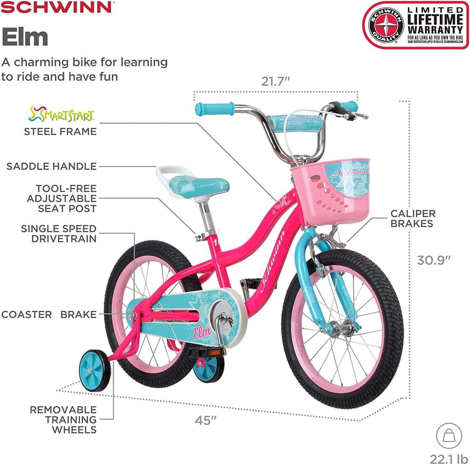 schwinn elm girl's bike 14 inch