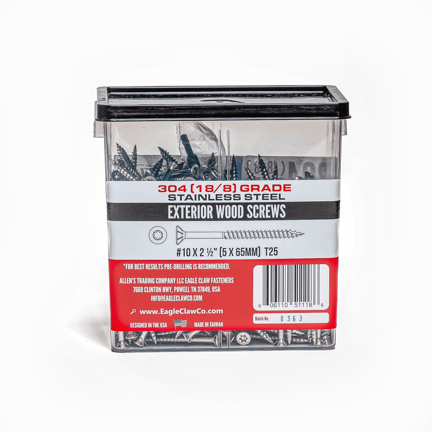 Eagle Claw Stainless Steel Deck Screws #10 X 2 1/2 Inch T25 Star Drive Torx Qty 350-4.2 Pounds