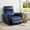 thumbnail image 3 of MCombo Zero Wall Hugger Power Recliner Chair for Small Spaces, FSC Certified, Faux Leather, Navy Blue, 3 of 12