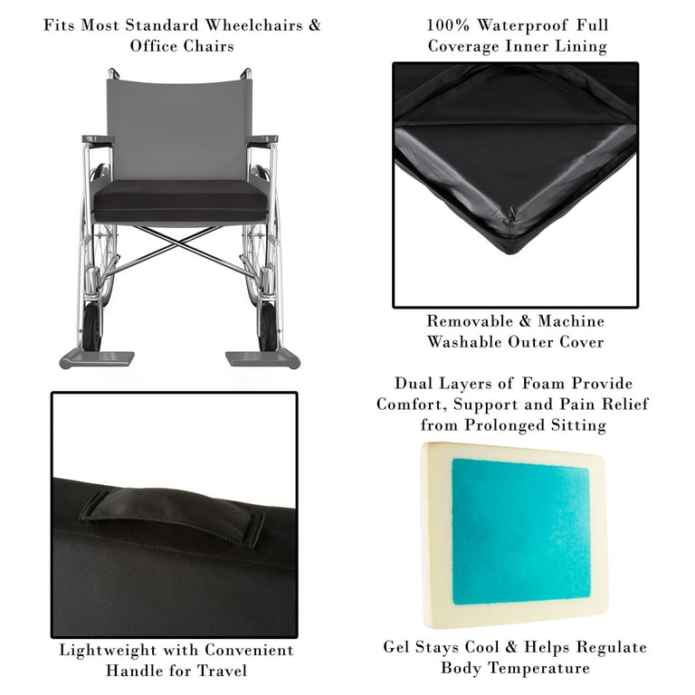Memory Foam Pressure Relief Wheelchair Seat Cushion Pad Waterproof Various  Color