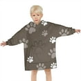thumbnail image 3 of Brown Dog Paw Footprint Blanket Hoodies for Kids 6-13YR Oversize Wearable Blanket Hoodies for Boys Girls Teens, 3 of 7