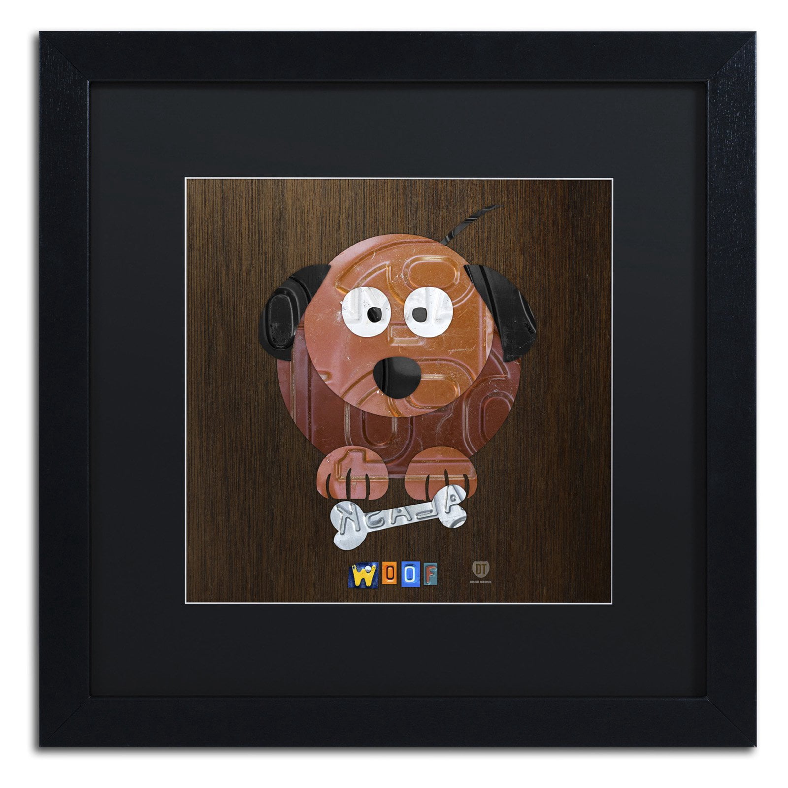 Trademark Fine Art 'Woof The Dog' Canvas Art by Design Turnpike, White Matte, Black Frame
