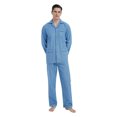 thumbnail image 6 of Apparonia Mens Pajamas Set Cotton Notched Collar Pajamas for Men Long Sleeve Mens Sleepwear with Pockets & Front Fly Light Blue Diamond Geometric S, 6 of 7