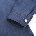 thumbnail image 4 of Women Retro Blue Denim Shirts Adjustable Long Sleeve Single-breasted Blouse, 4 of 4