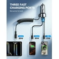 thumbnail image 3 of USB C 72W Car Charger for iPhone 16 Pro Max Plus, PD & QC3.0 w/4 ft 36W Type C Coiled Cable, Fast Car Phone Charger Adapter for iPhone 15 Pro, Samsung Galaxy S24/S23/S22, Pixel/Moto/LG/Android, iPad, 3 of 6