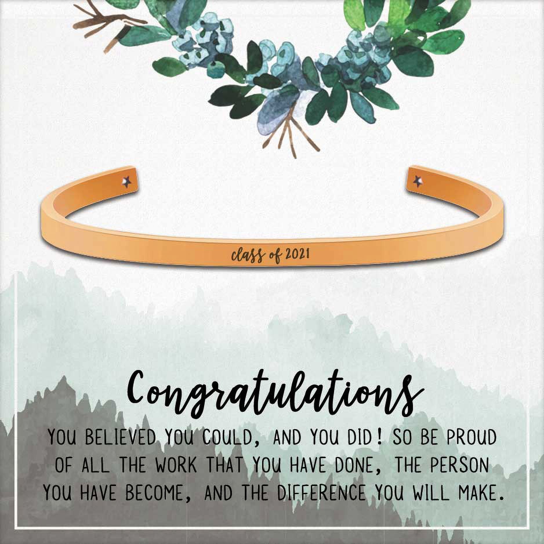 Anavia Enjoy the Journey Graduation Gift for Best Friend - Class of 2021 College Graduation Gift for Friend - Stainless Steel Bangle Gift