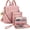Pink, variant on Women Fashion Backpack Purse Anti- Leather  Bag Travel Multi Pockets Handbag Wallet Set 3 count