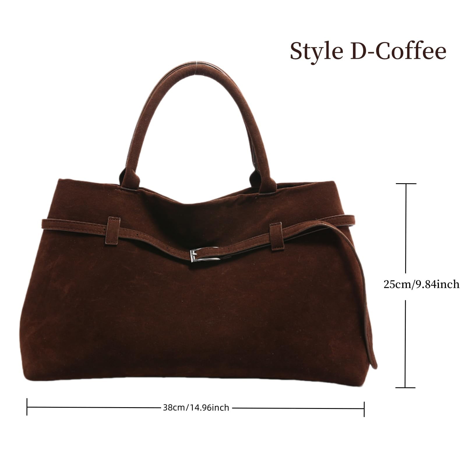 XIMIN Ladies Top Handle Satchel Suede Tote Bag for Women Womens Purse Handbag Brown Retro Top Handle Bag Fashion Shoulder Satchel Work Bags