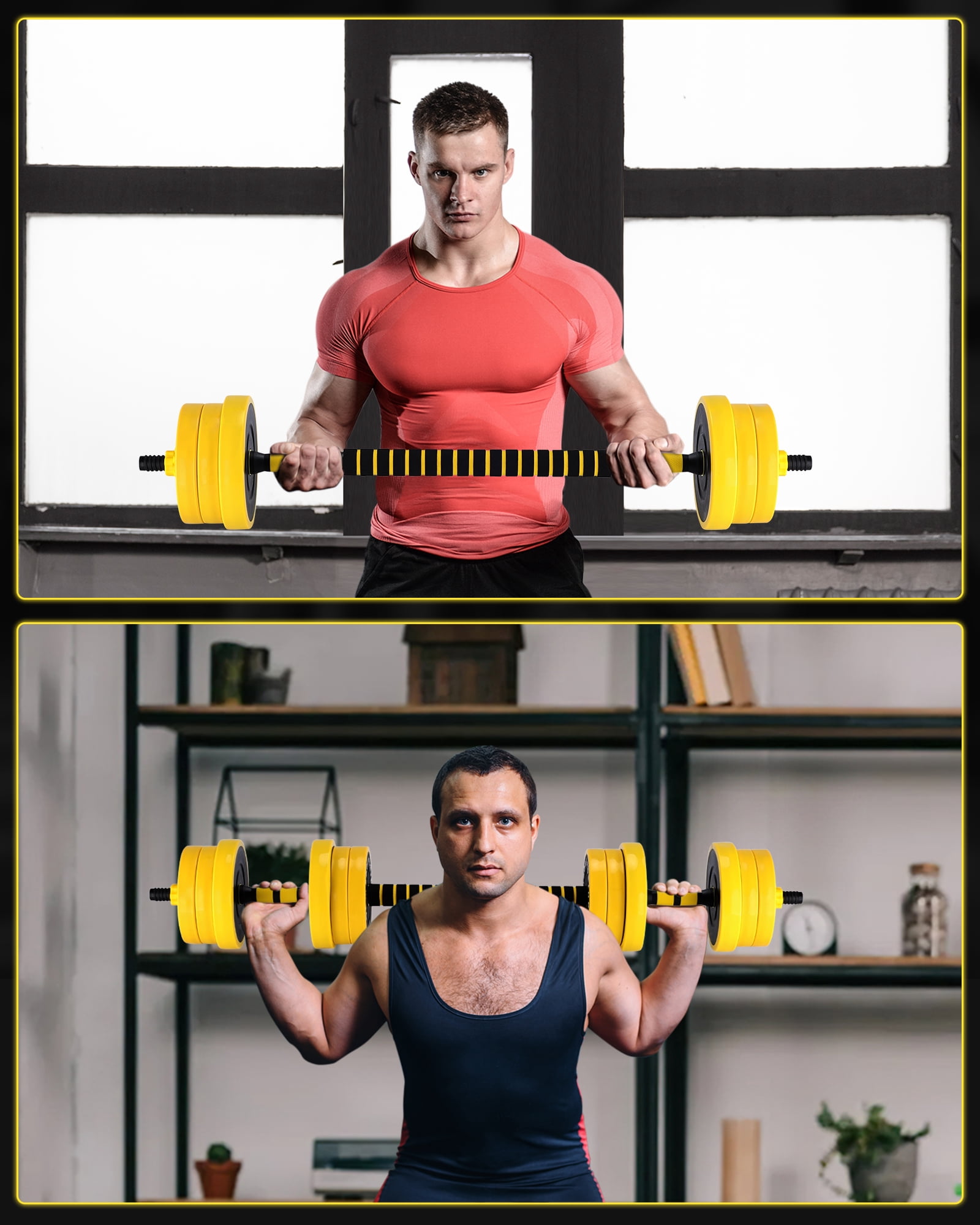 2 in 1 Dumbbell Set, Adjustable Dumbbell Weight Set, 44 Lb, Dumbbell Weights for Home Gym,Free Weights Dumbbells Set with Connector, Cast Iron, Matte Finish,3-in-1 Set, Non-Slip, All-Purpose