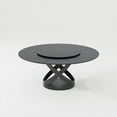 thumbnail image 5 of POVISON 59"Modern Black Round Dining Table for 6 with Lazy Susan, Matte Sintered Stone Tabletop, Black X Carbon Steel Base, 5 of 11