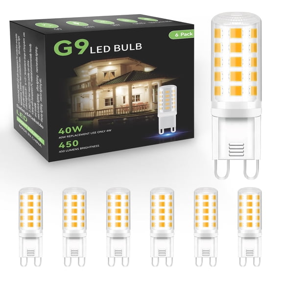 DAYBETTER G9 LED Light Bulb, 4W 40W Equivalent, 3000K Warm White, 450LM, CRI 85 , Non-Dimmable, 6 Pack