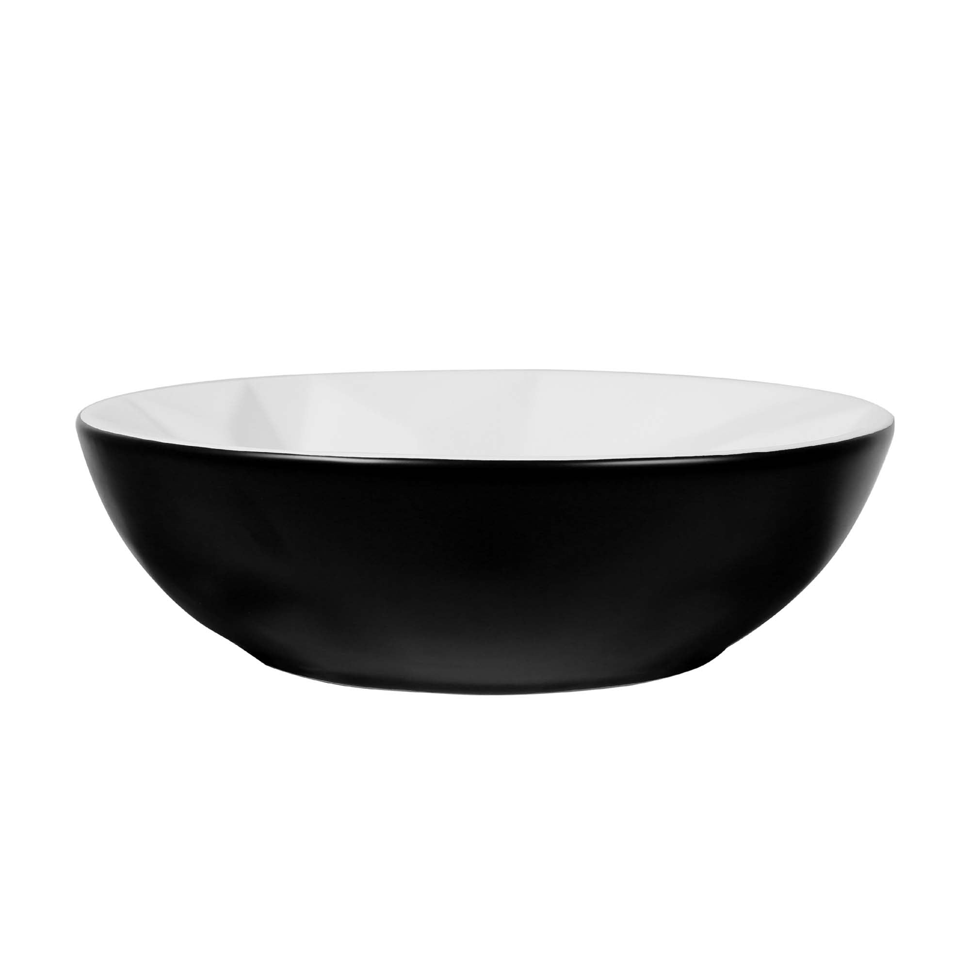 16" Round Ceramic Vessel Bathroom Sink – Modern Textured Interior Bowl Design in Black