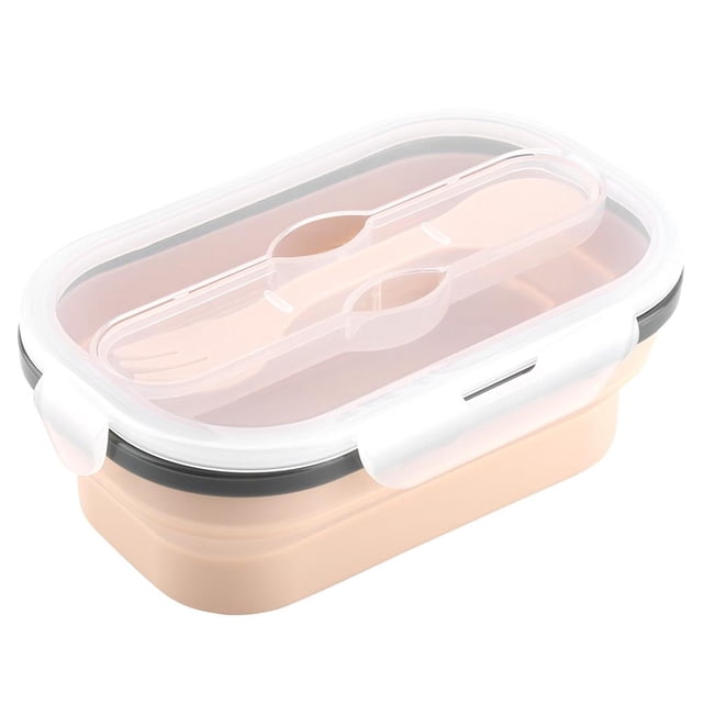 Fdit Food Grade Silicone Foldable Lunch Box Portable Rectangle Food Storage Container, Food Container, Folding Lunch Box