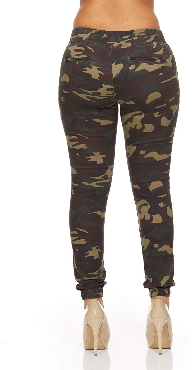 YDX Smart Jeans Juniors Denim Joggers for Teen Girls Cute Comfort Stretch High Rise Green Camo Size 9 - image 3 of 5