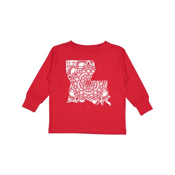 Inktastic Louisiana Silhouette Mandala Boys or Girls Long Sleeve Toddler T-Shirt
