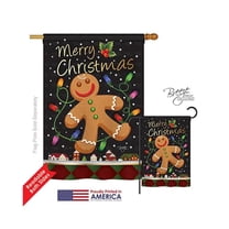 Breeze Decor 14085 Christmas Gingerbread 2-Sided Vertical Impression House Flag - 28 x 40 in.