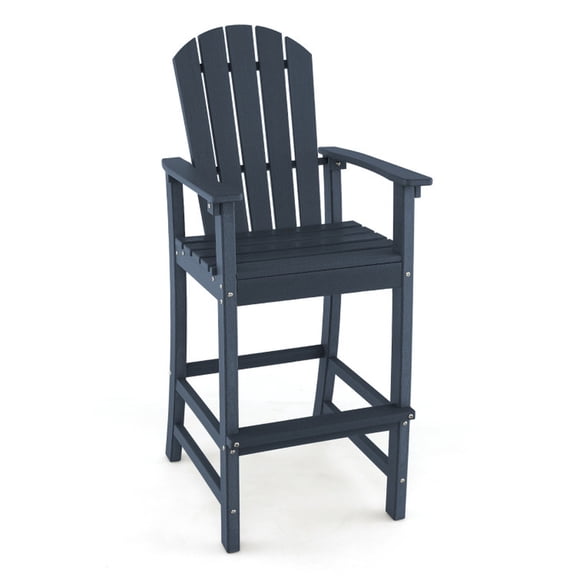 Biotree 30 Inch Counter Height Outdoor HDPE Bar Stool with Armrests and Footrest, Navy Blue - Outdoor Patio Bar Height Chair with Footrest