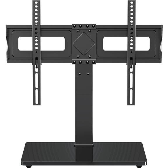 HOMOUNT Universal Table Top TV Stand for 37"-75" Flat Screen TVs, 9 Height Adjustable, Tilt, Swivel TV Base with Tempered Glass Base,TV Mount Hold up to 88lbs