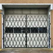 VEVOR Double Folding Security Gate, 6-1/2' H x 12' W Folding Door Gate, Steel Accordion and Flexible Expanding Security Gate, 360° Rolling Barricade Gate, Scissor Gate or Door with Keys