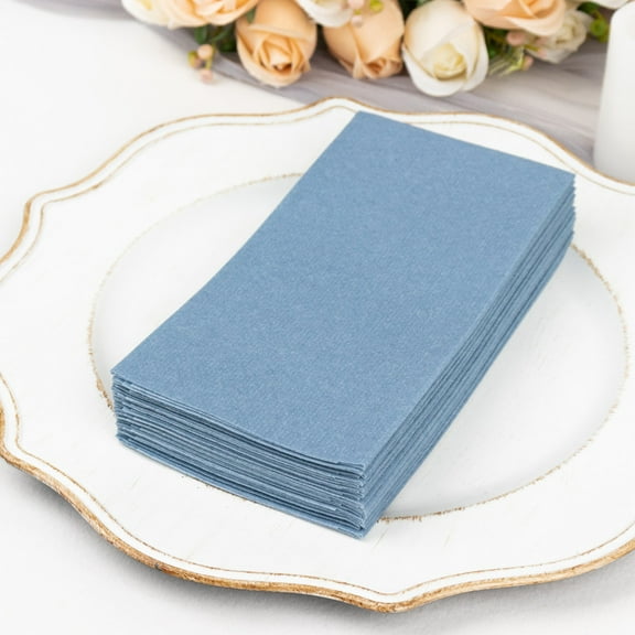 Efavormart 20 Pack | Dusty Blue Soft Linen-Feel Airlaid Paper Party Napkins, Highly Absorbent Disposable Dinner Napkins