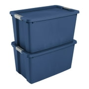 Sterilite 34 Gallon Extra-Large Storage Bin, Plastic Storage Container with Latch Lid, Blue