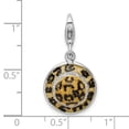 thumbnail image 2 of 925 Sterling Silver Polished Fancy Lobster Closure Click-on Cubic Zirconia Enamel Leopard Hat Charm 26x14mm Pendant Neck, 2 of 2