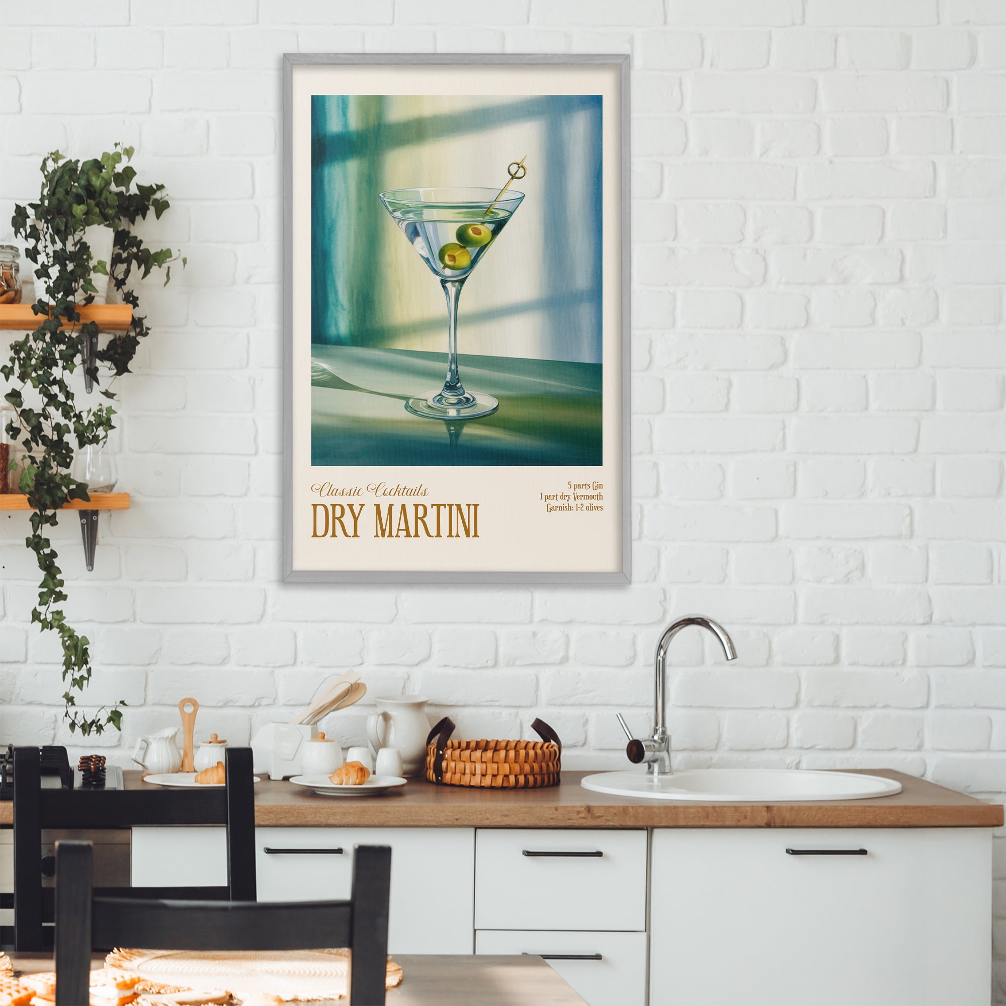 Stupell Industries Dry Martini on Surface Gray Framed Giclee Art, design by Andreas Magnusson