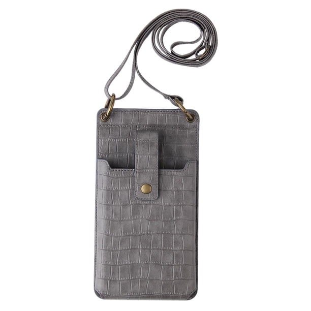 Bolso bandolera para teléfono móvil para mujer, bolso de hombro, monedero, cartera con ranura para tarjetas Gris oscuro